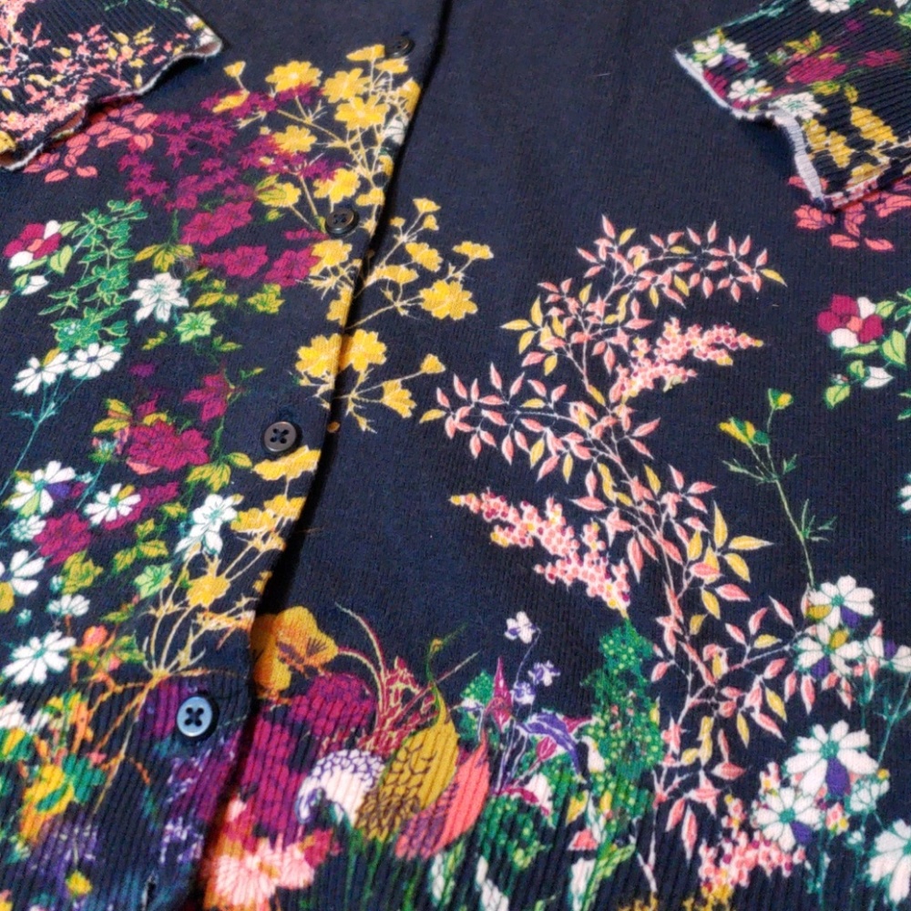 🌼5 for $25🌼 Merona navy floral print cardigan - Picture 4 of 4